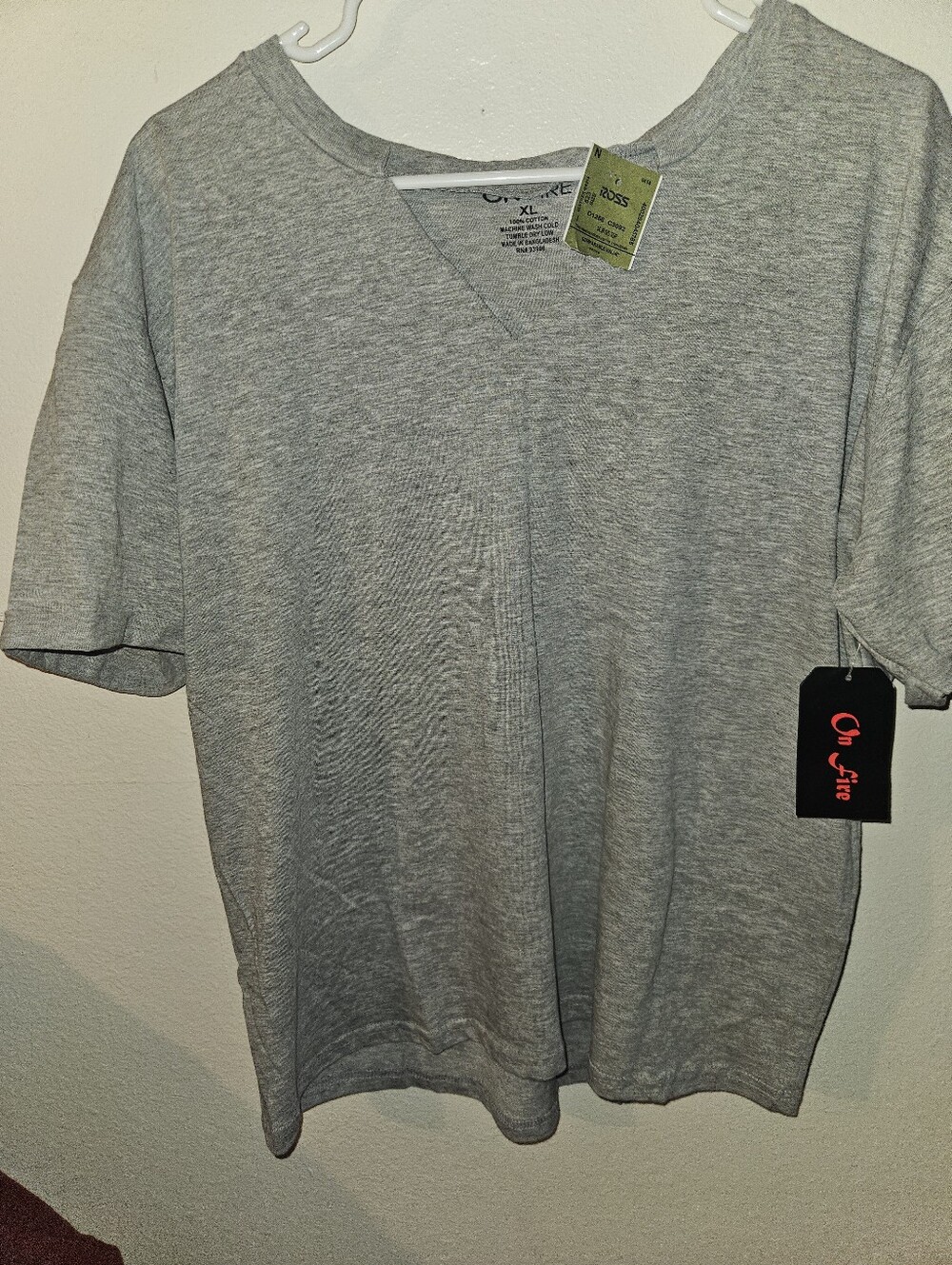 On Fire Womans Gray Short Sleeve T Shirt Size Xl